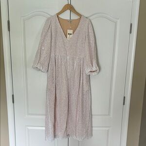 Tyler Boe white Puff Sleeve V-Neck Sundress, Size XL. NEW!